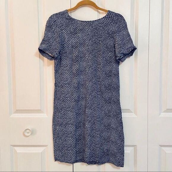 Michael Michael Kors Blue Print Short Sleeve Crew Neck Viscose Shift Dress XS - Picture 1 of 6